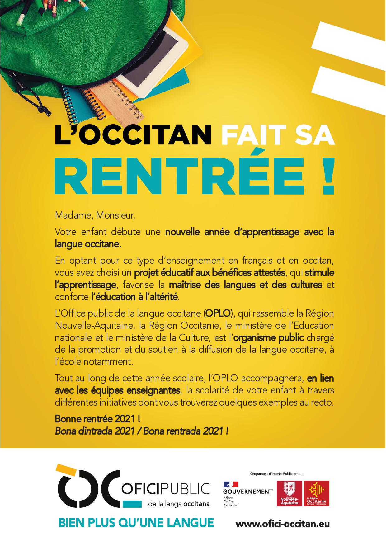 Desplegant "Rentrada/Dintrada de l'occitan" 2021