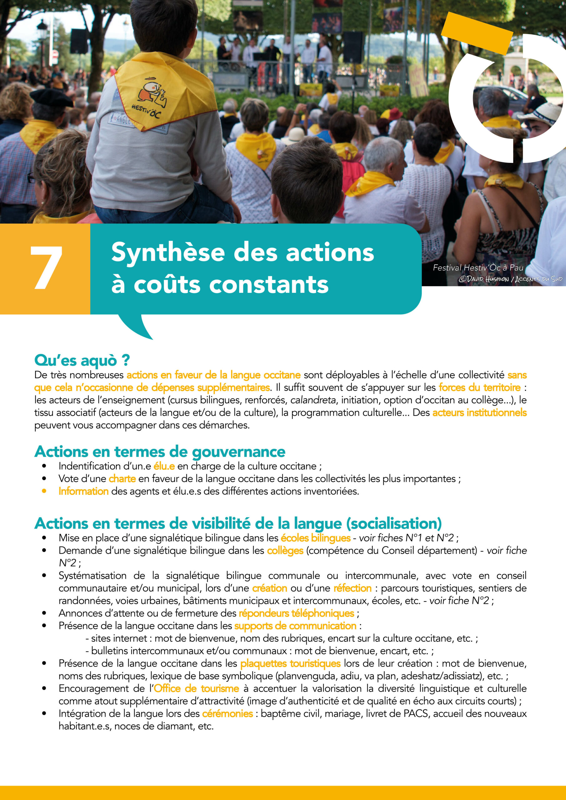 7 Synthèse des actions à coûts constants