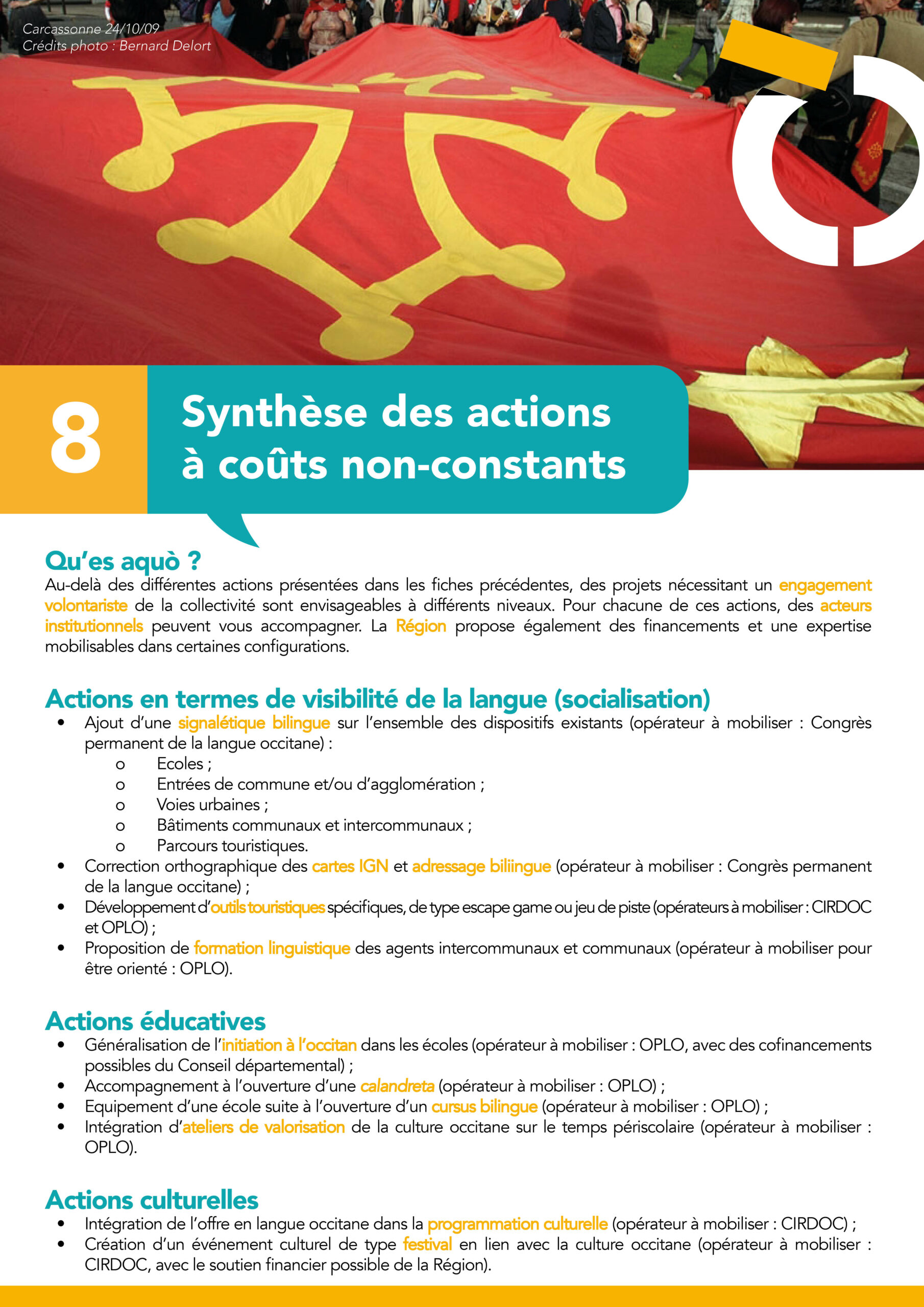 8 Synthèse des actions à coûts non-constants