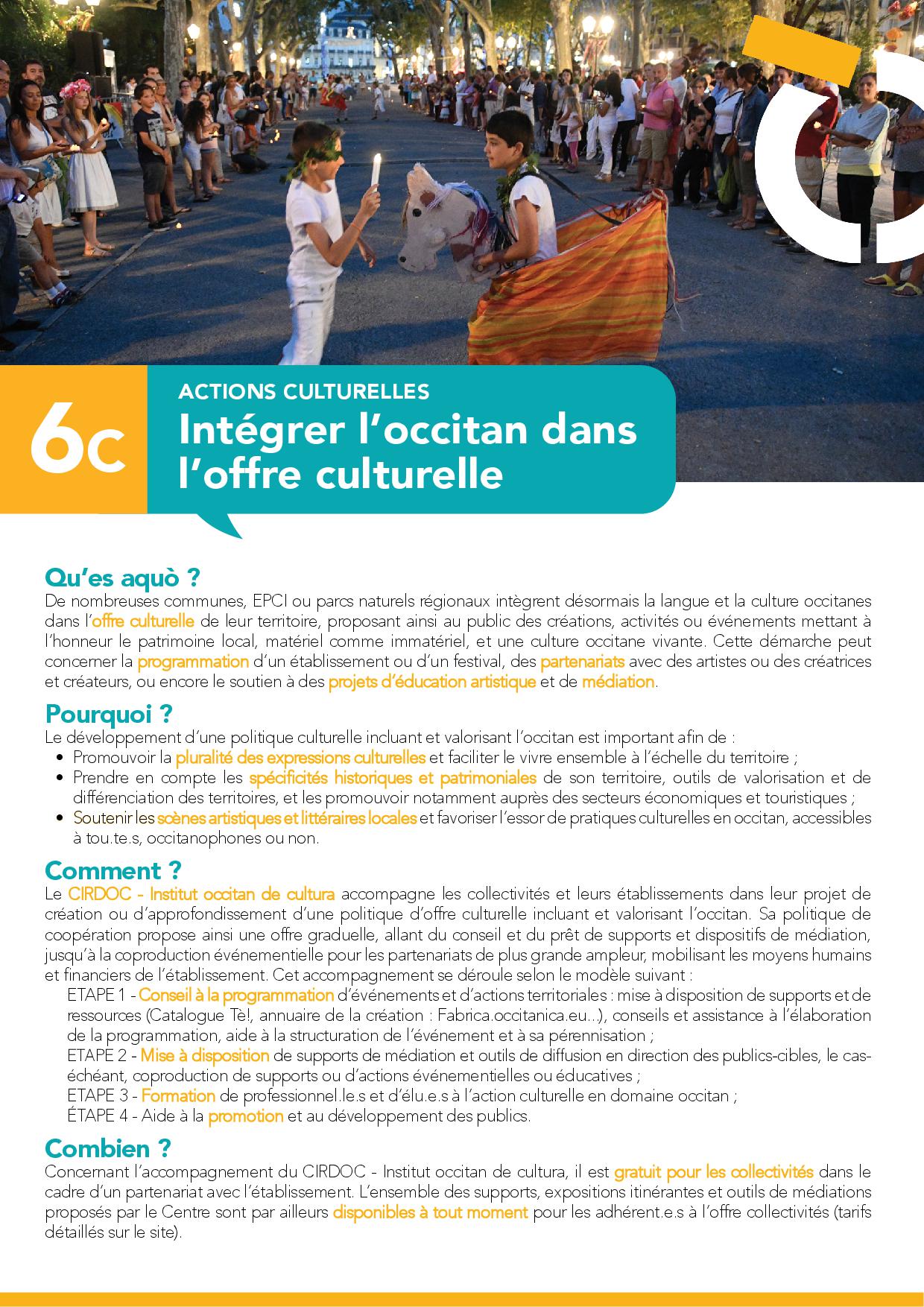 6C Intégrer l'occitan dans l'offre culturelle